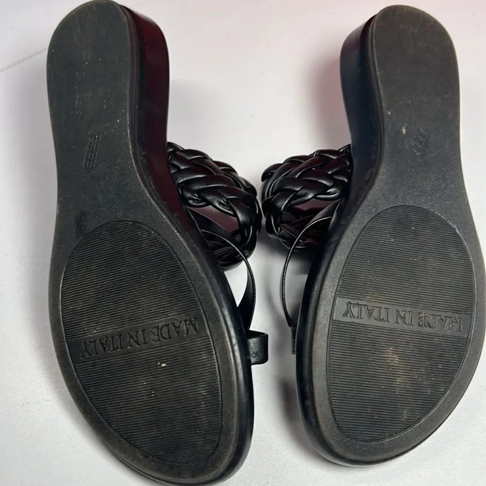 ITALIAN SHOEMAKERS Women's 10 Black Low Platform Sandels EUC